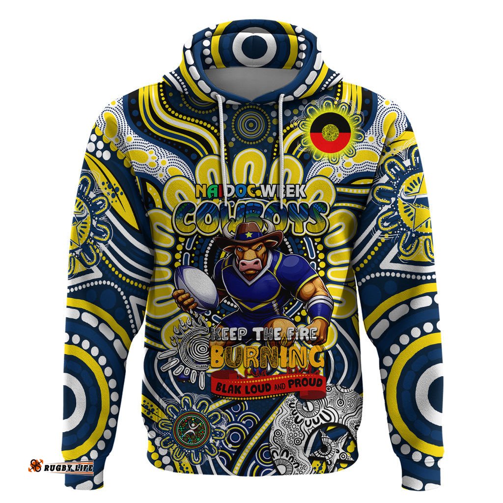 custom naidoc week 2024 cowboys hoodie mascot rugby