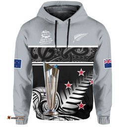 custom text and number new zealand cricket hoodie black caps champions mens t20 wc