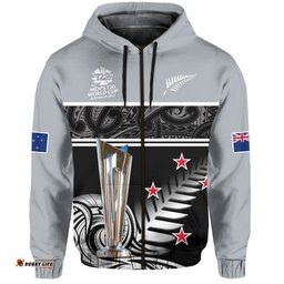 custom text and number new zealand cricket hoodie black caps champions mens t20 wc
