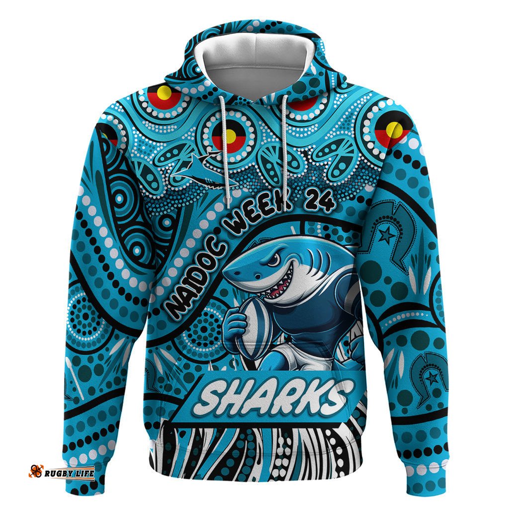 custom australia naidoc week 2024 hoodie sharks mascot keep the fire burning
