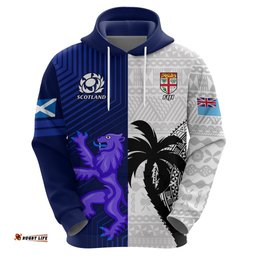 custom fiji and scotland rugby hoodie fijian tapa pattern with thistle