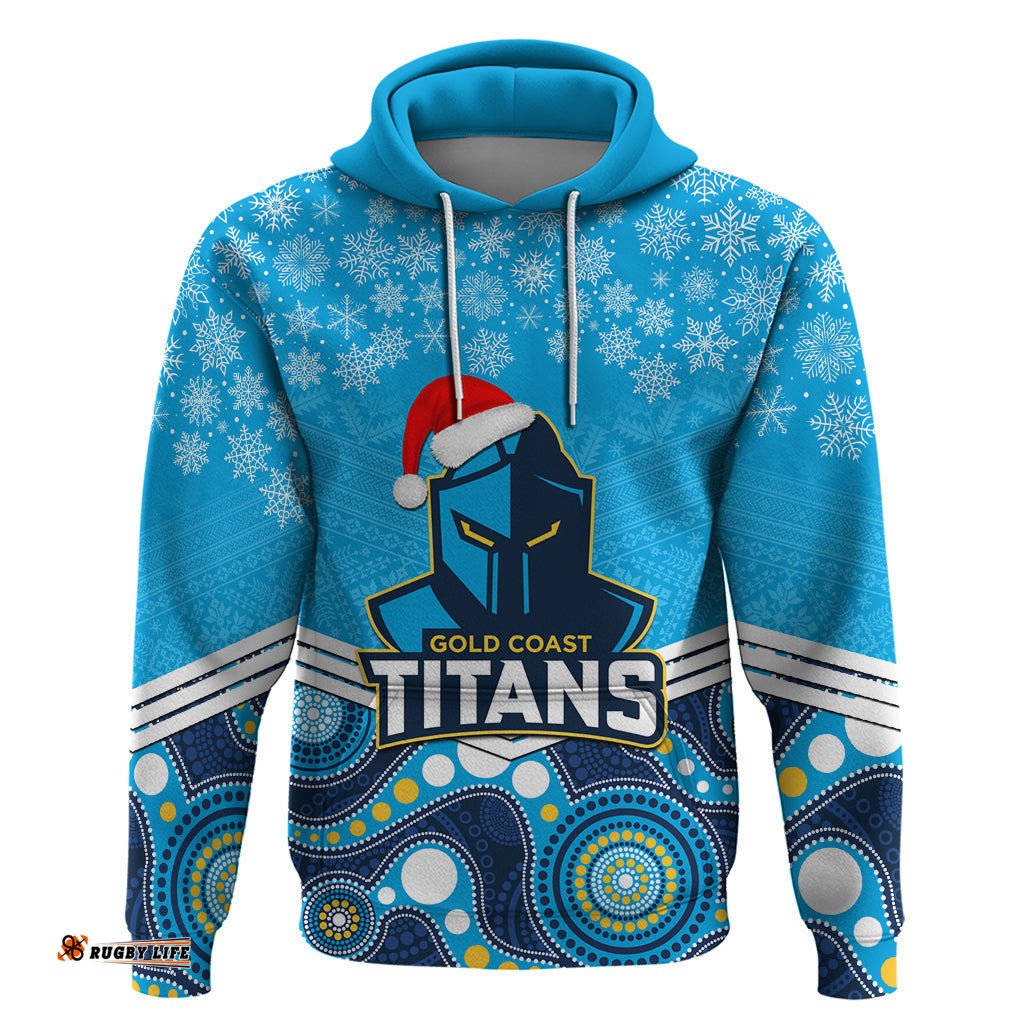 custom titans rugby christmas hoodie merry xmas mix aboriginal art