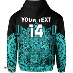 custom text and number new zealand tiki rugby hoodie nz maori koru pattern ver02
