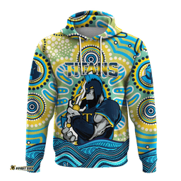 custom personalised titans rugby australia aboriginal gold blue hoodie