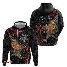 personalised new zealand kea hoodie nestor notabilis with harakeke maori pattern