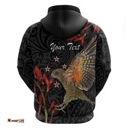 personalised new zealand kea hoodie nestor notabilis with harakeke maori pattern