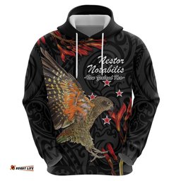 personalised new zealand kea hoodie nestor notabilis with harakeke maori pattern