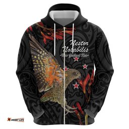 personalised new zealand kea hoodie nestor notabilis with harakeke maori pattern