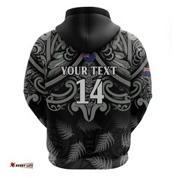custom new zealand silver fern rugby hoodie all black since 1892 aotearoa moko maori