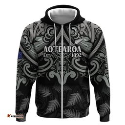 custom new zealand silver fern rugby hoodie all black since 1892 aotearoa moko maori