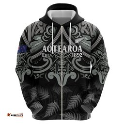 custom new zealand silver fern rugby hoodie all black since 1892 aotearoa moko maori