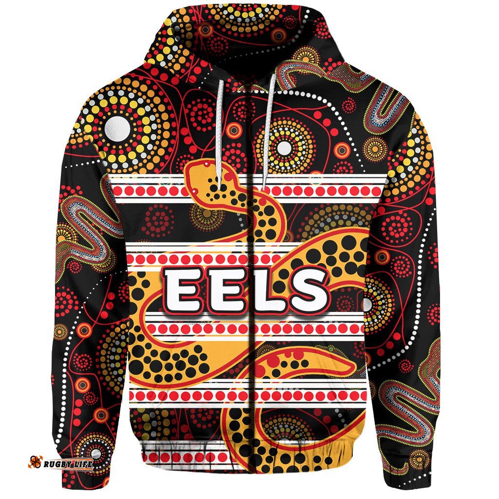 parramatta eels zip hoodie aboriginal tribal style black