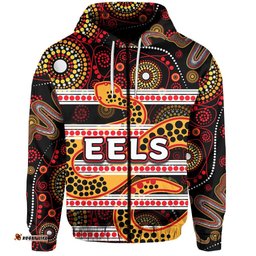 parramatta eels zip hoodie aboriginal tribal style black