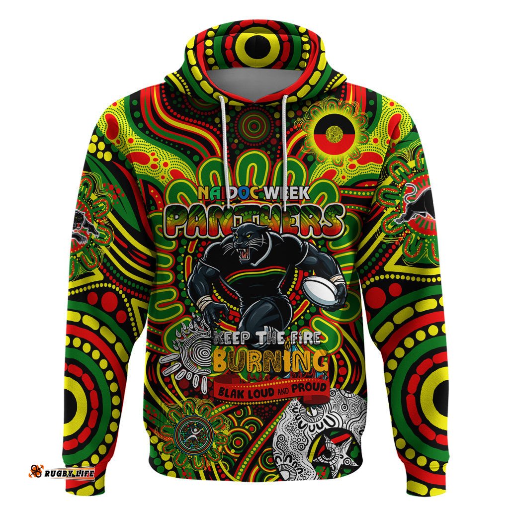 custom naidoc week 2024 panthers hoodie mascot rugby
