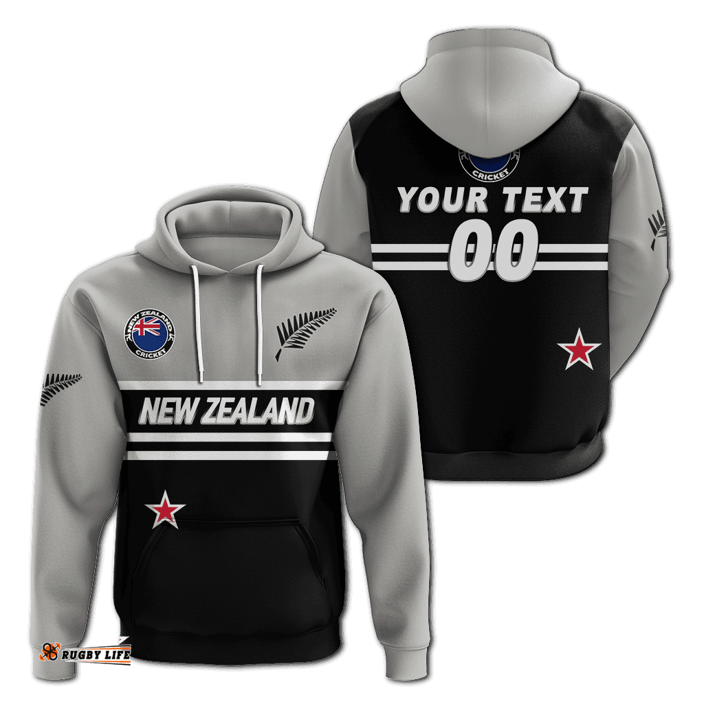 custom personalised new zealand cricket black caps hoodie