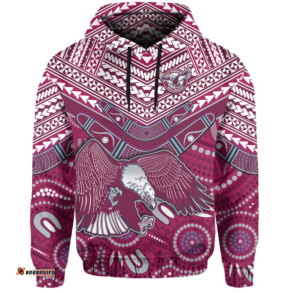 sea eagles rugby hoodie aboriginal and polynesia manly warringah