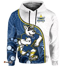 custom text and number cowboys rugby hoodie macost indigenous pattern premiers