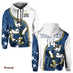 custom text and number cowboys rugby hoodie macost indigenous pattern premiers