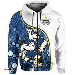 custom text and number cowboys rugby hoodie macost indigenous pattern premiers
