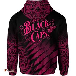 new zealand kiwis cricket team zip up and pullover hoodie black caps silver fern mixed maori pattern version pink