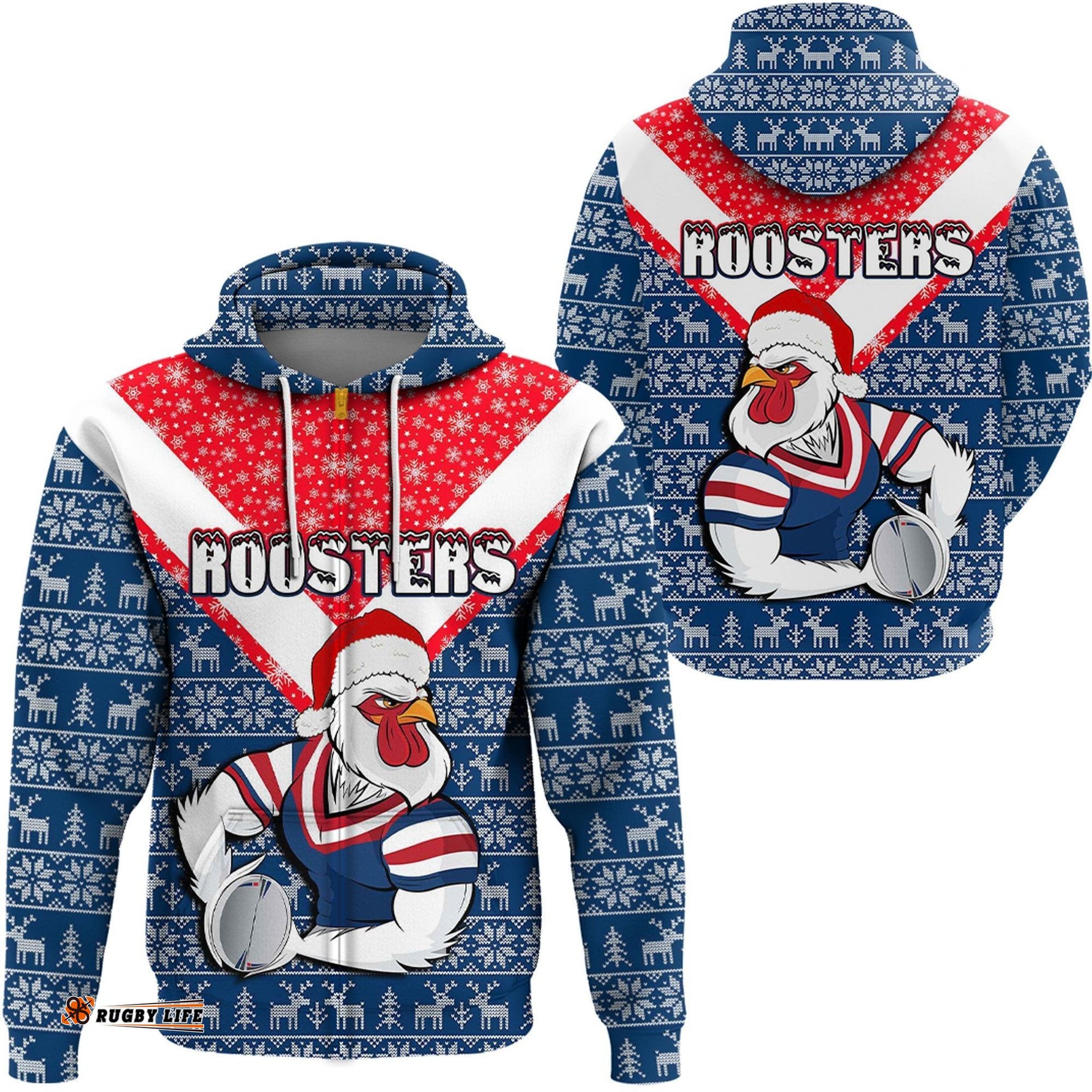 clothing sydney roosters christmas zip hoodie