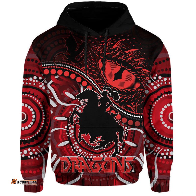 custom personalised st george illawarra dragons zip up and pullover hoodie dragons aboriginal dreamtime style