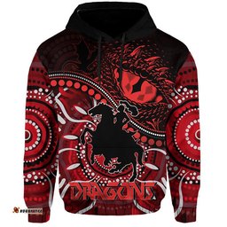 custom personalised st george illawarra dragons zip up and pullover hoodie dragons aboriginal dreamtime style