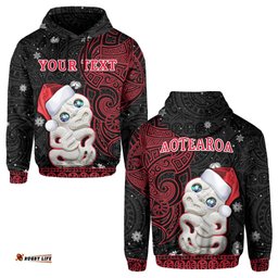 custom personalised new zealand christmas hoodie hei tiki red pohutukawa meri kirihimete