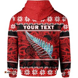 custom personalised new zealand christmas hoodie paua shell silver fern meri kirihimete