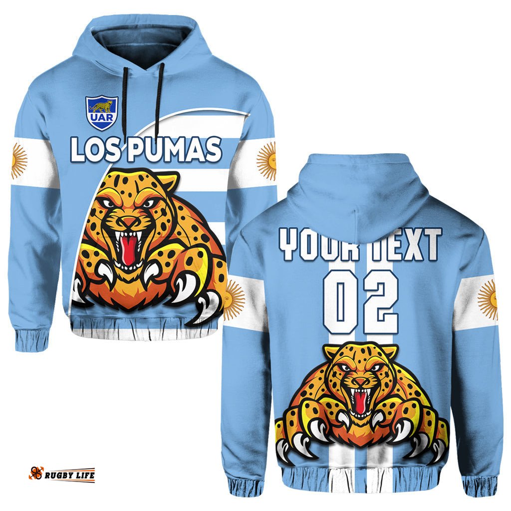 custom text and number argentina rugby hoodie los pumas we are the champions 07