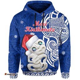 new zealand christmas hoodie hei tiki blue pohutukawa meri kirihimete