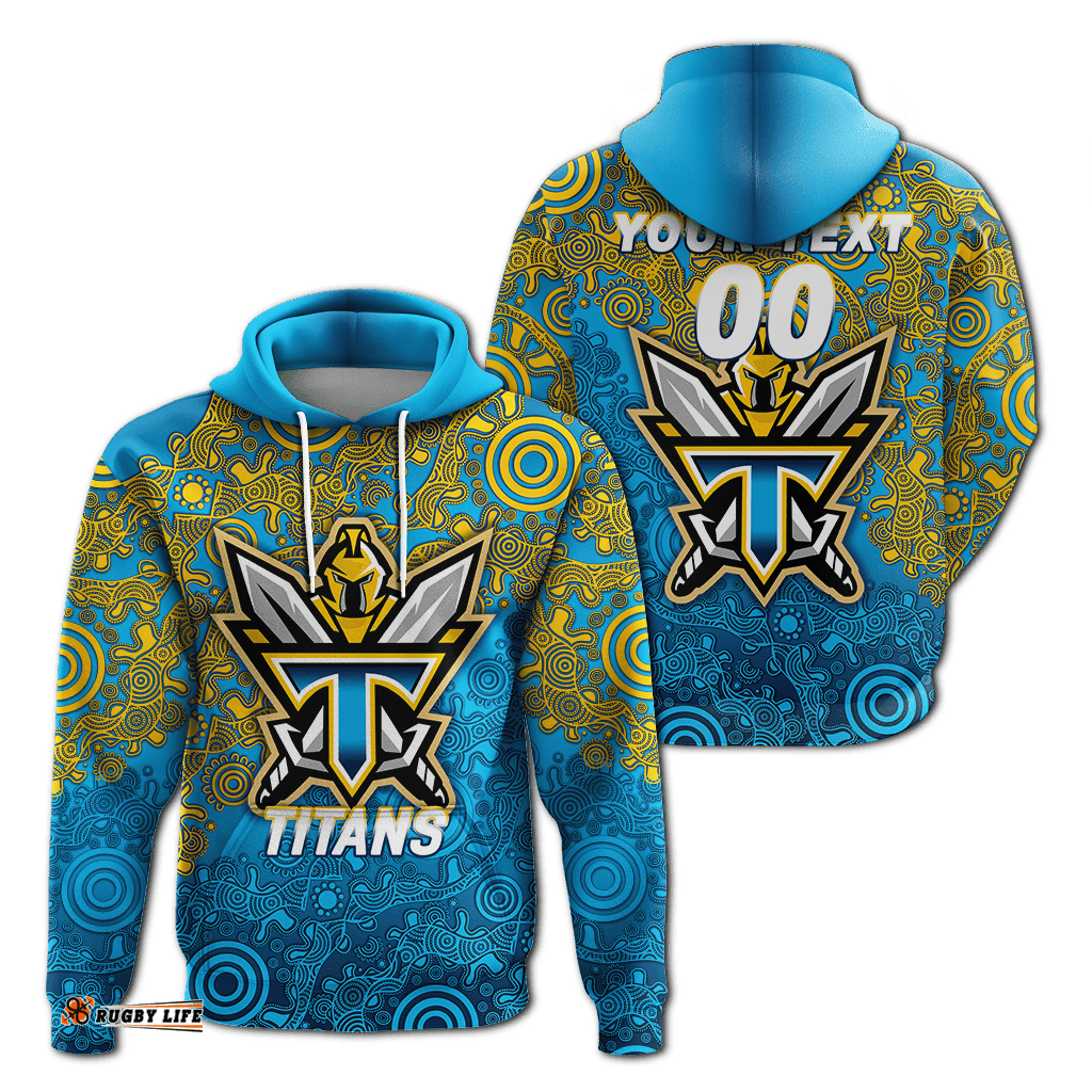 custom personalised titans rugby aboriginal art hoodie