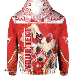 custom personalised sydney swans aboriginal style zip up and pullover hoodie