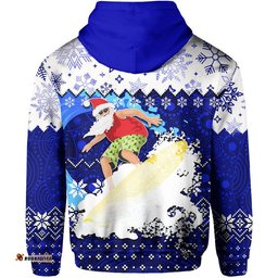 aboriginal christmas santa claus surfing hoodie blue style
