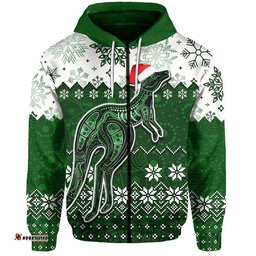 aboriginal christmas kangaroo hoodie green style