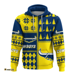 custom personalised cowboys rugby christmas style hoodie