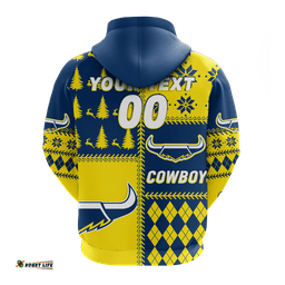 custom personalised cowboys rugby christmas style hoodie