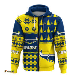 custom personalised cowboys rugby christmas style hoodie