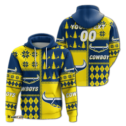 custom personalised cowboys rugby christmas style hoodie