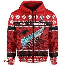 new zealand christmas hoodie paua shell silver fern meri kirihimete