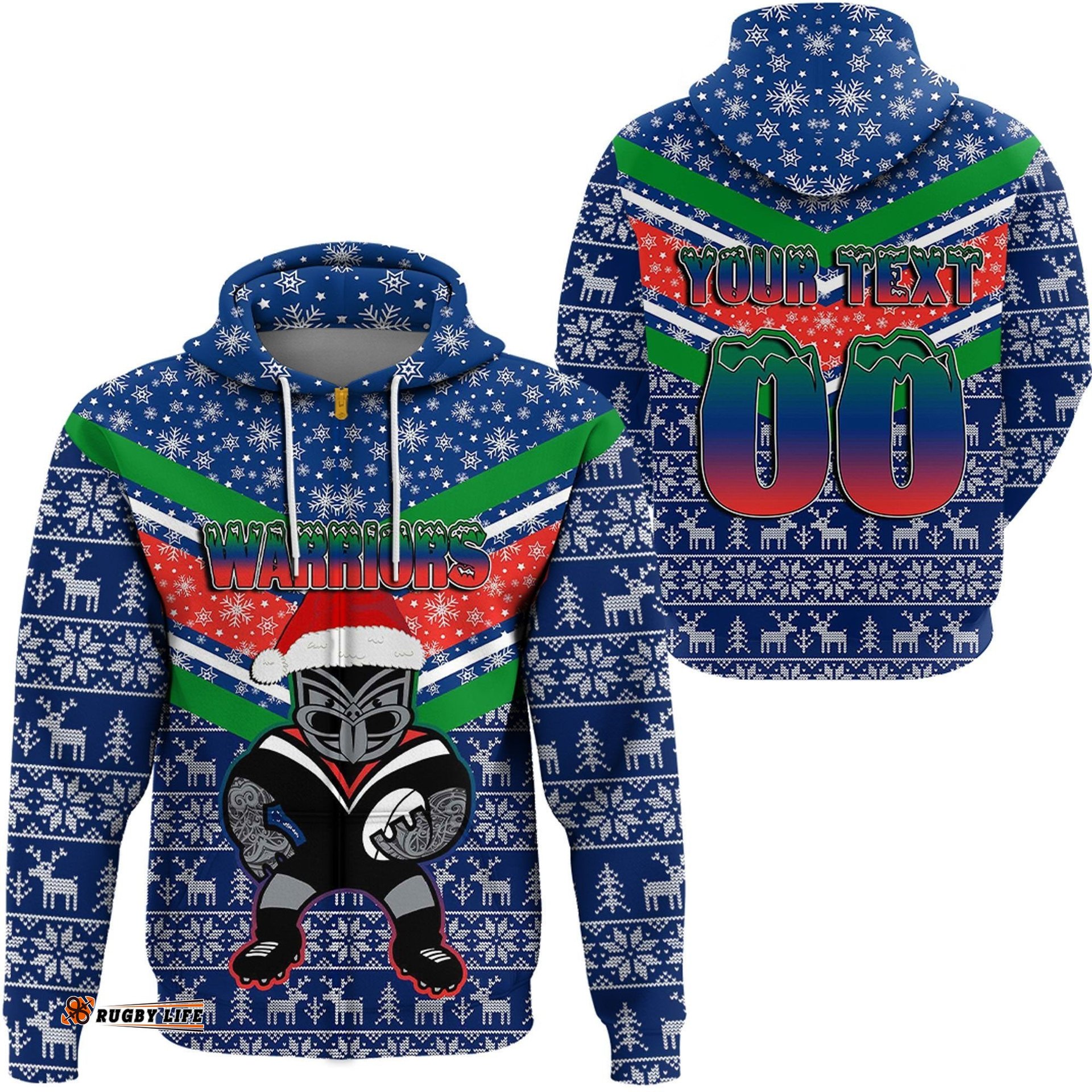 custom clothing new zealand warriors christmas aboriginal tattoo zip hoodie