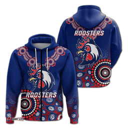 roosters rugby aboriginal art hoodie