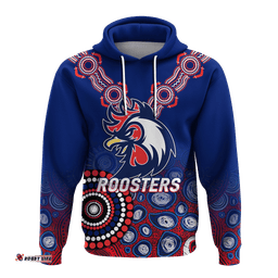 roosters rugby aboriginal art hoodie