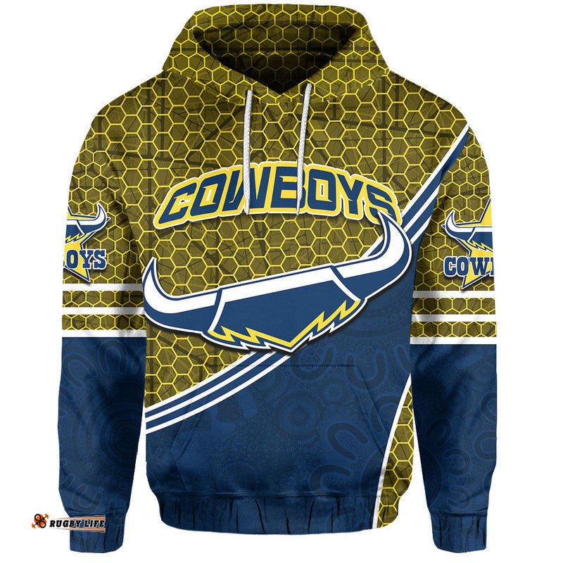 custom personalised cowboys rugby hoodie mix aboriginal simple 08