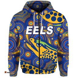 parramatta eels zip hoodie indigenous vibes blue