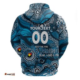 custom naidoc week 2024 blues hoodie aboriginal animals keep the fire burning