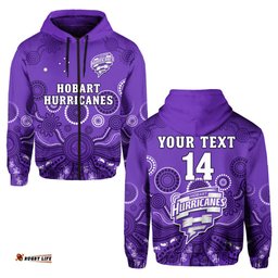 custom text and number hobart hurricanes cricket hoodie indigenous artsy