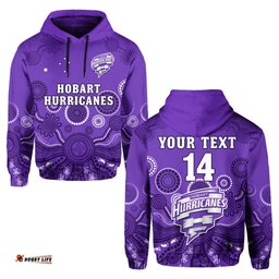 custom text and number hobart hurricanes cricket hoodie indigenous artsy