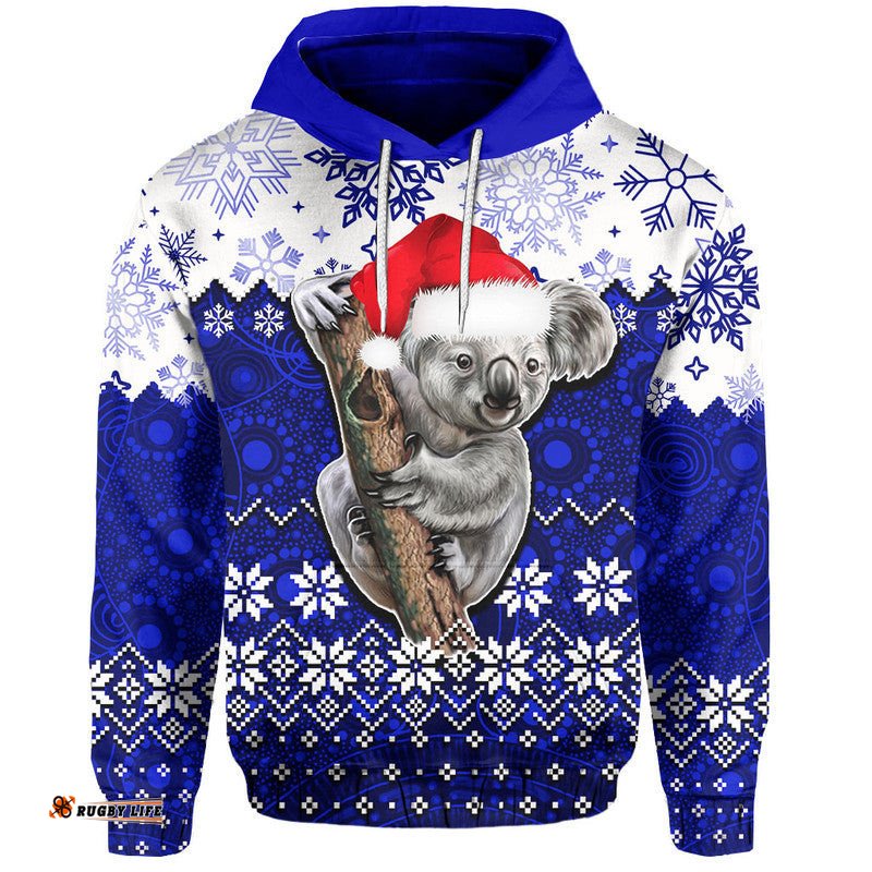aboriginal christmas koala hoodie blue style