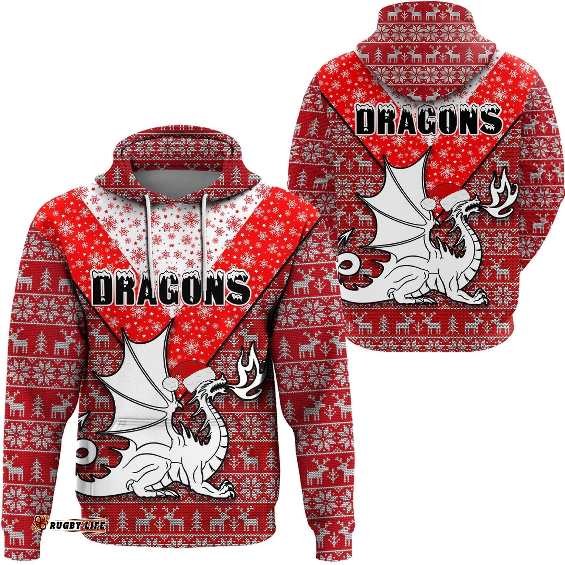 clothing st george illawarra dragons christmas hoodie